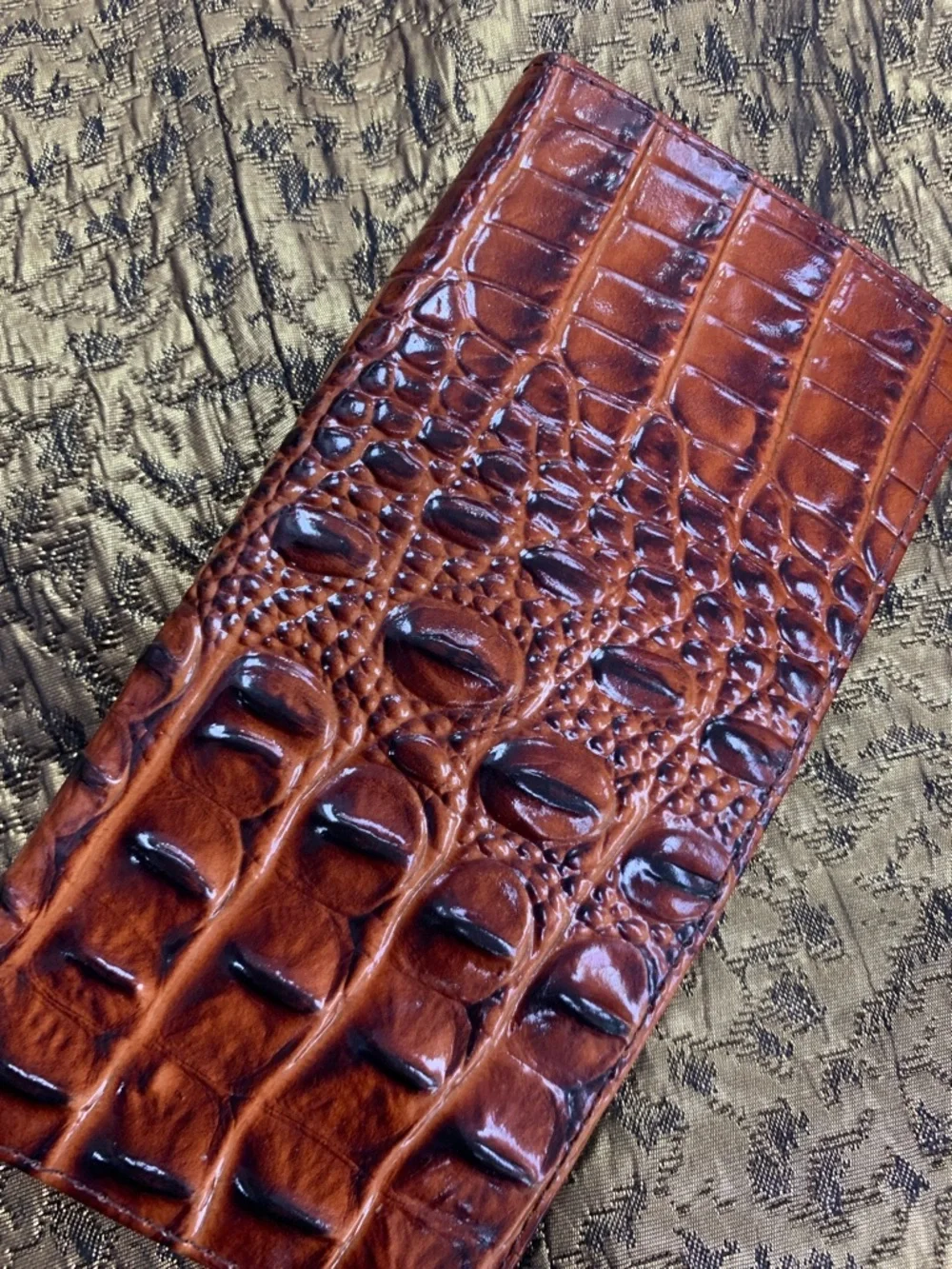 Brahmin Croc-Embossed Leather Card Holder - Brown